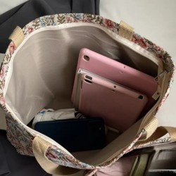 Grand Sac à Main vintage à motifs floraux - ROUGE