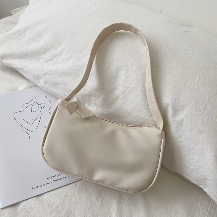 Sac chic à bandoulière de style français _ blanc cassé