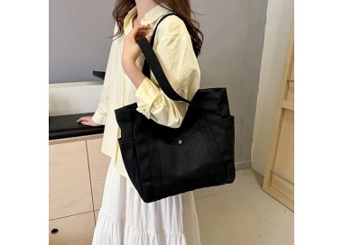 Grand Sac fourre-tout en toile - NOIR