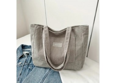 Grand Sac Fourre-Tout en Velours - GRIS