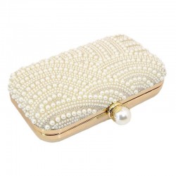 pochette soirée perle blanches